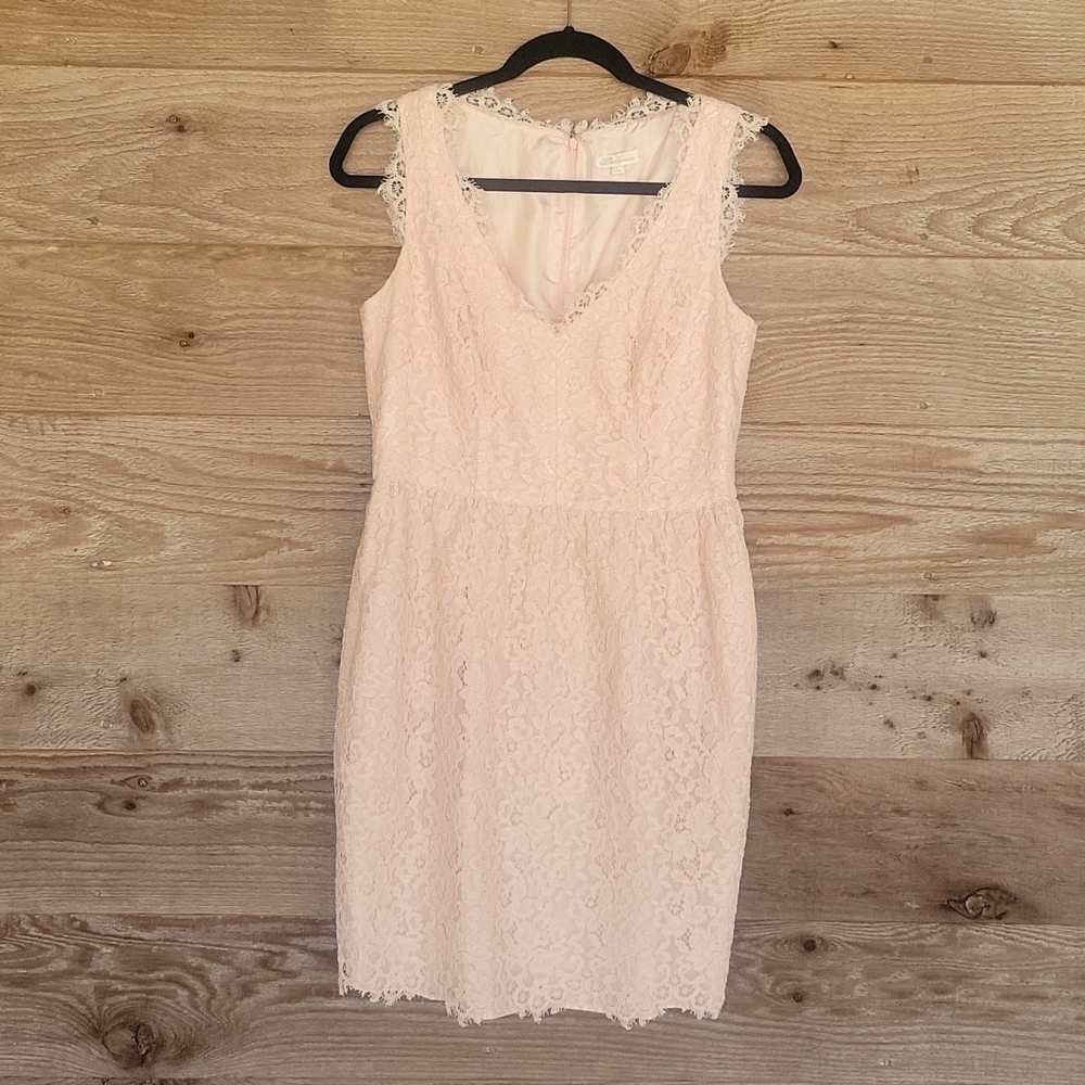 Shoshanna Pale Pink Lace Tank Dress with Eyelash Lace Trim Size 6